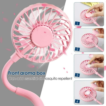 WD/&CD USB Clip Desk Fan Portable Desktop Clip Fan with Battery 800mah 2 Led Lights 3 Speeds Pink 7 Blades